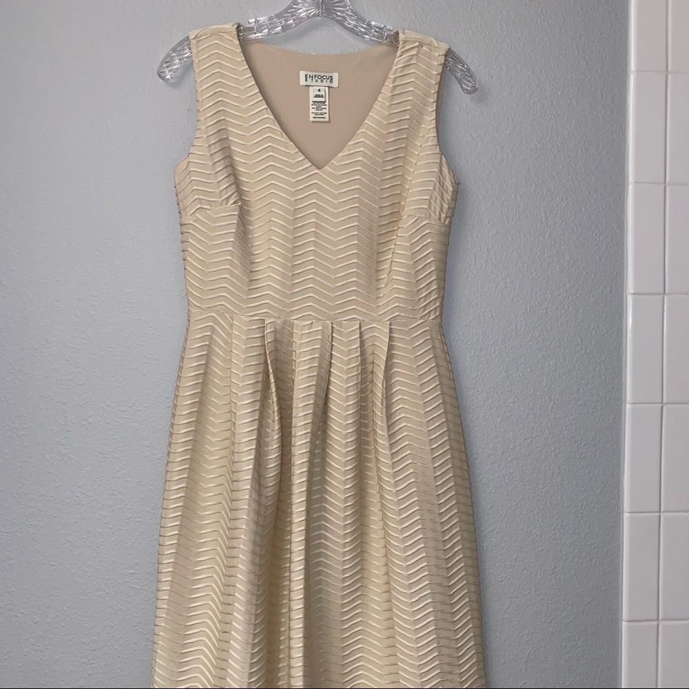 Sleeveless Ivory Textured Dress